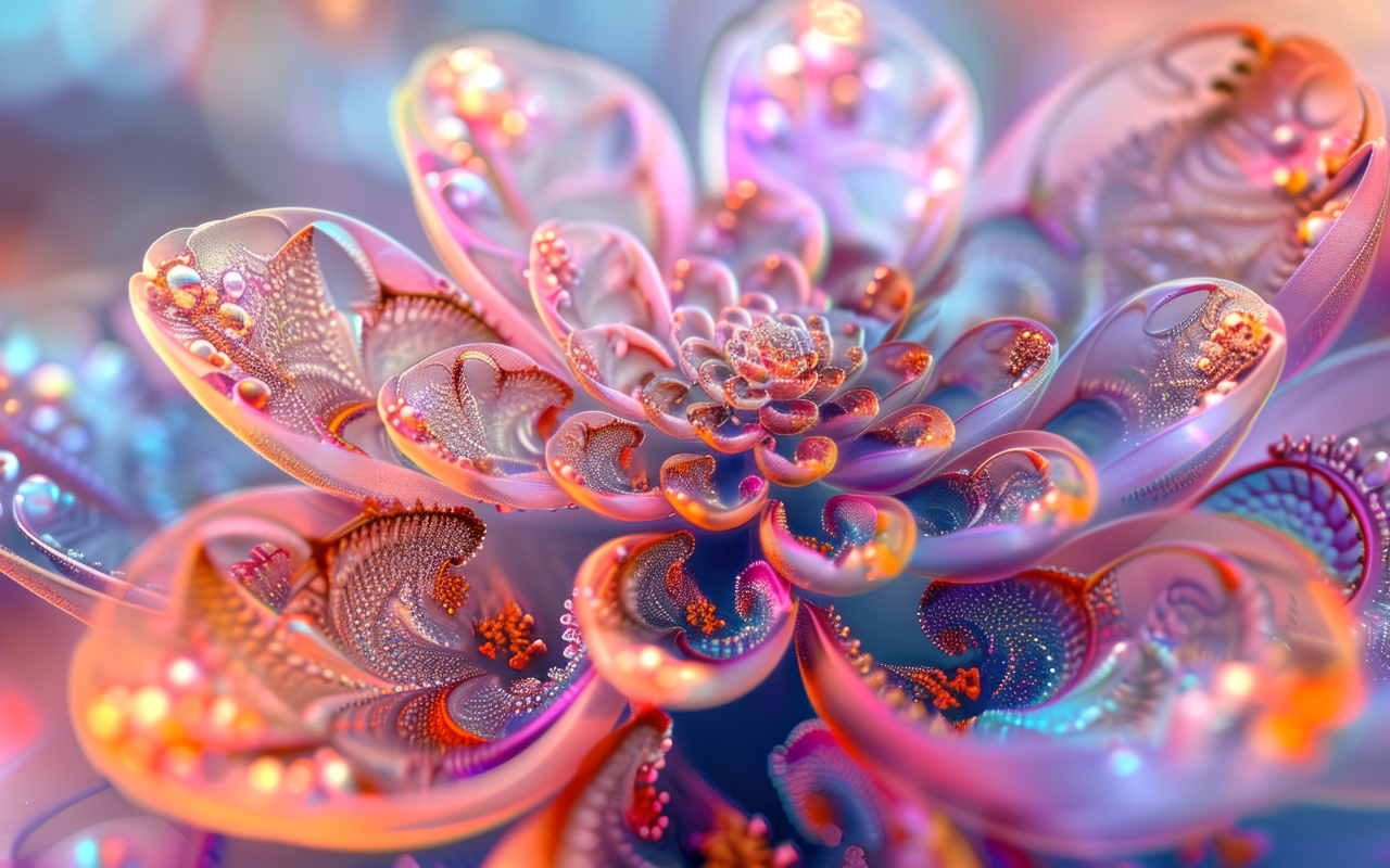 Фантастический фрактальный розовый цветок крупным планом