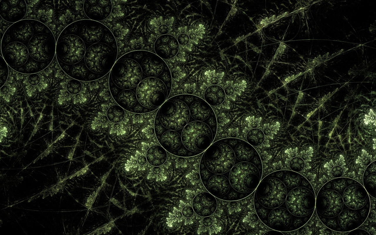 Зеленый растительный узор с кругами