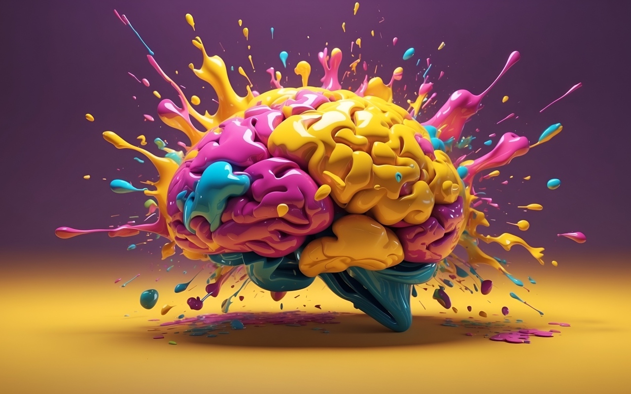 Разноцветный взрыв мозга 3д графика