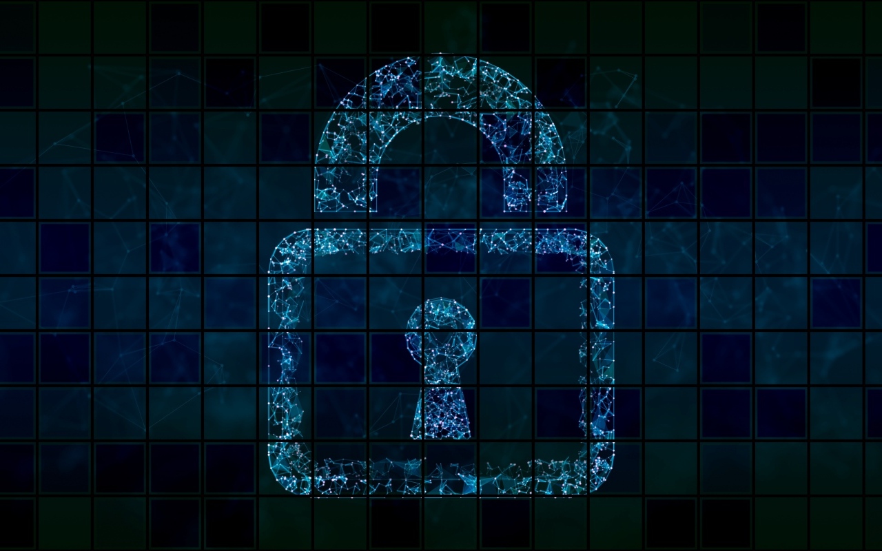 Неоновый замок на клетчатом фоне