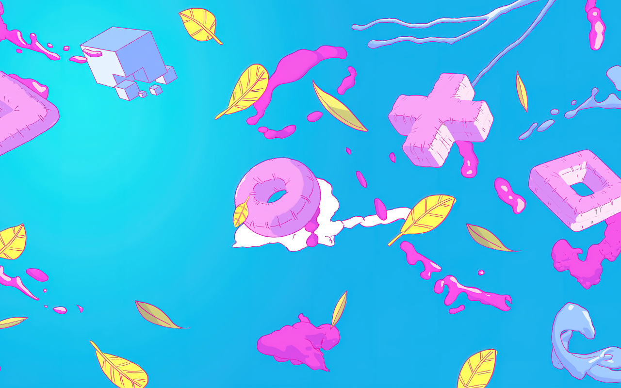 Розовые фигурные значки playstation на голубом фоне