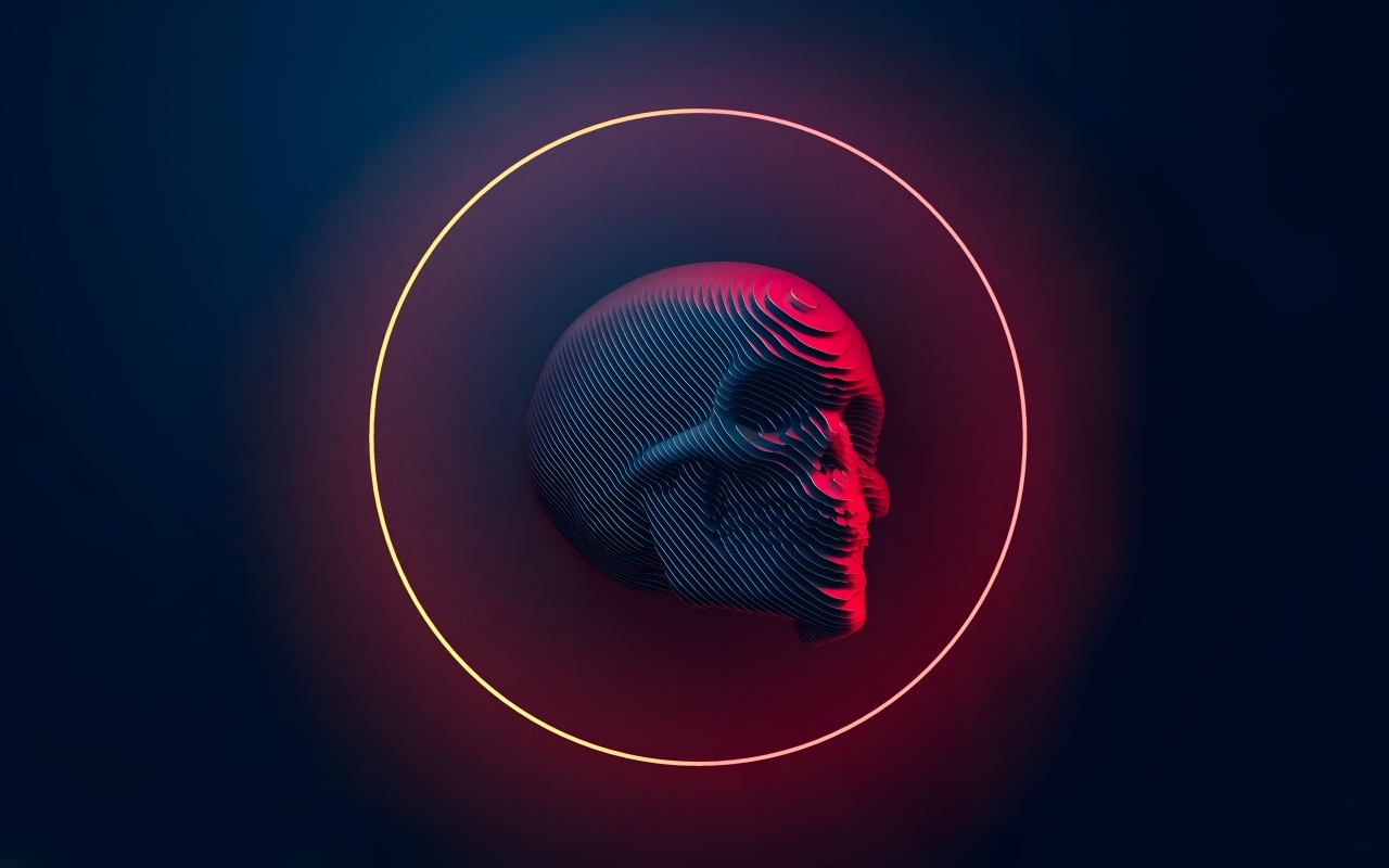 Череп в кругу на черном фоне