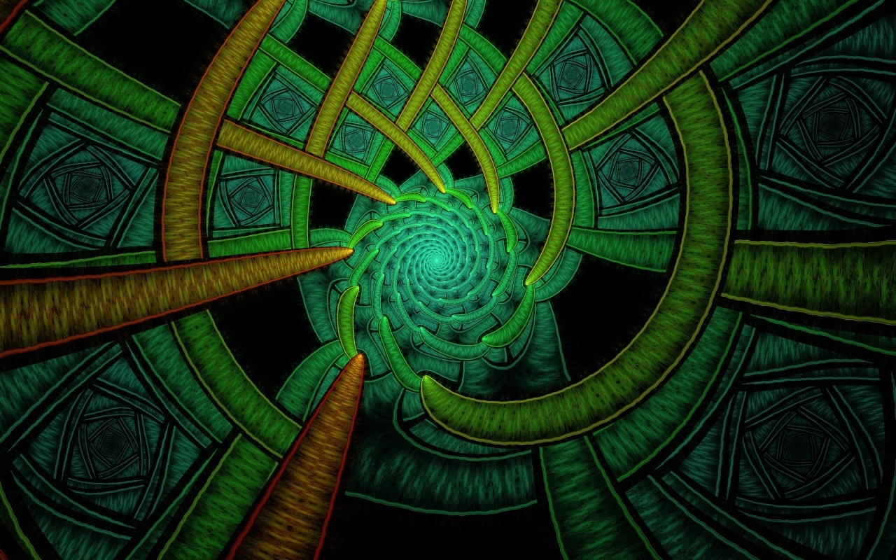 Зеленый фрактальный  красивый узор 