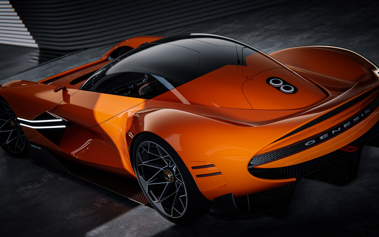 Быстрый автомобиль Genesis X Gran Berlinetta вид сзади