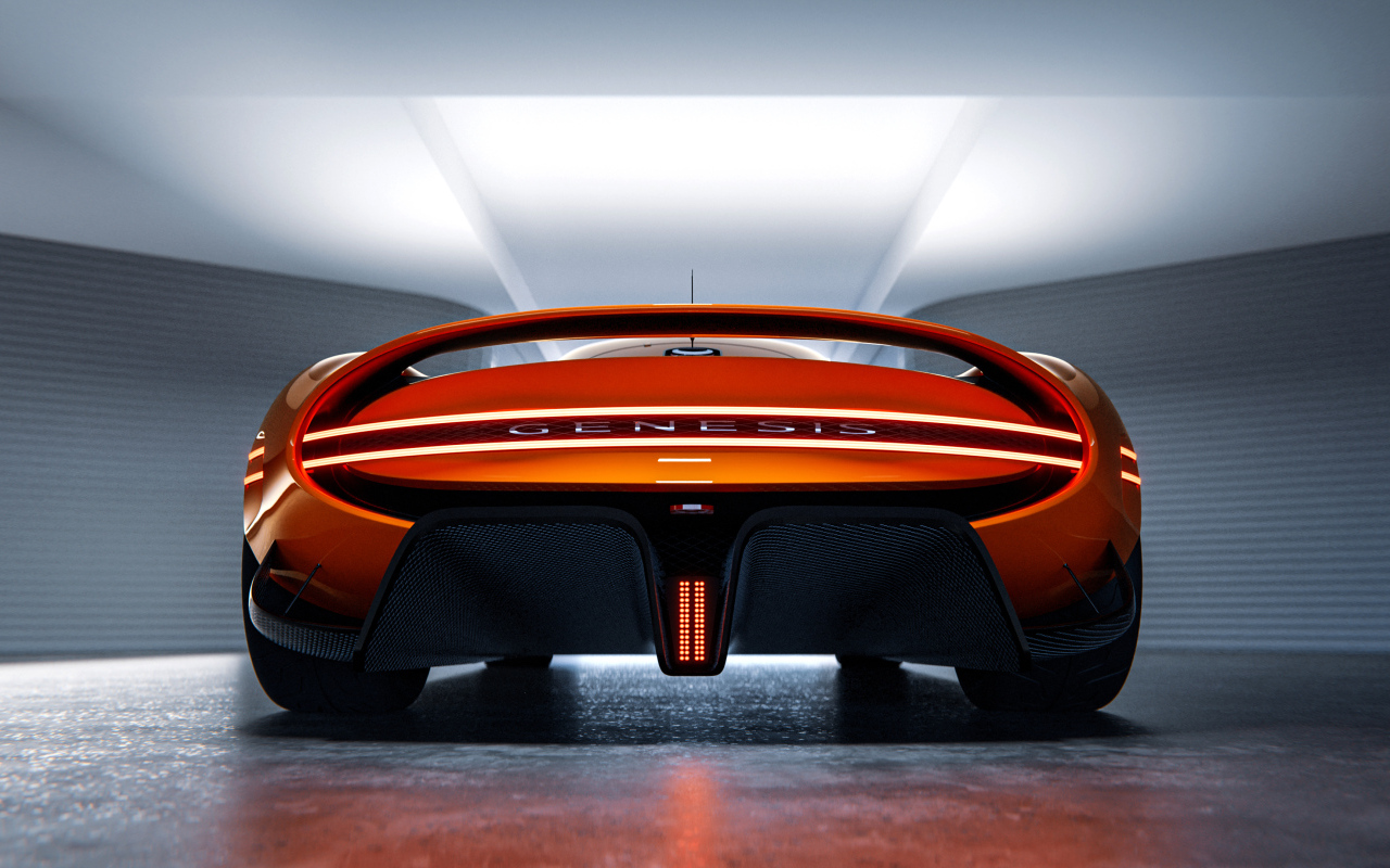 Вид сзади на автомобиль Genesis X Gran Berlinetta