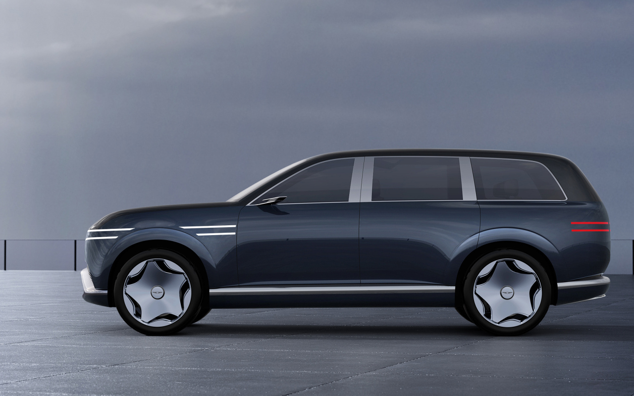 Вид сбоку на автомобиль Genesis Neolun Concept 2024 года