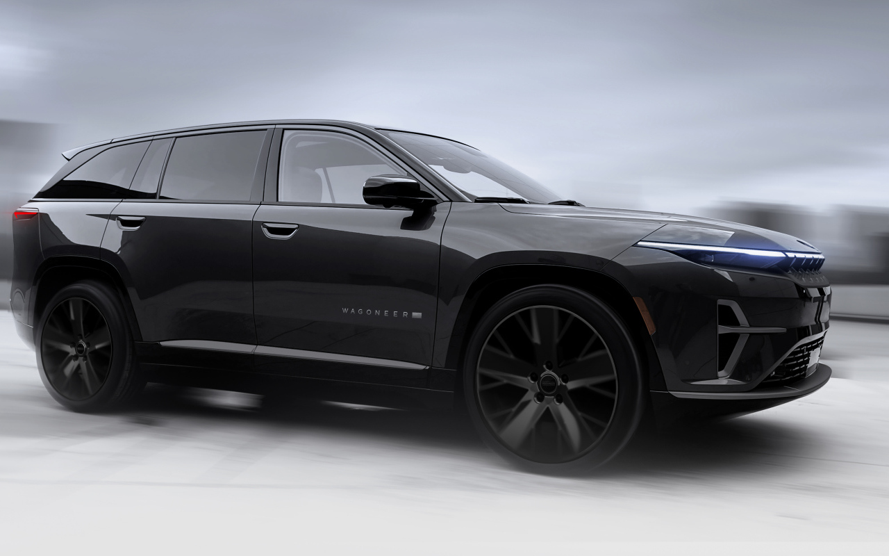 Стильный черный автомобиль Jeep Wagoneer S 2025 года