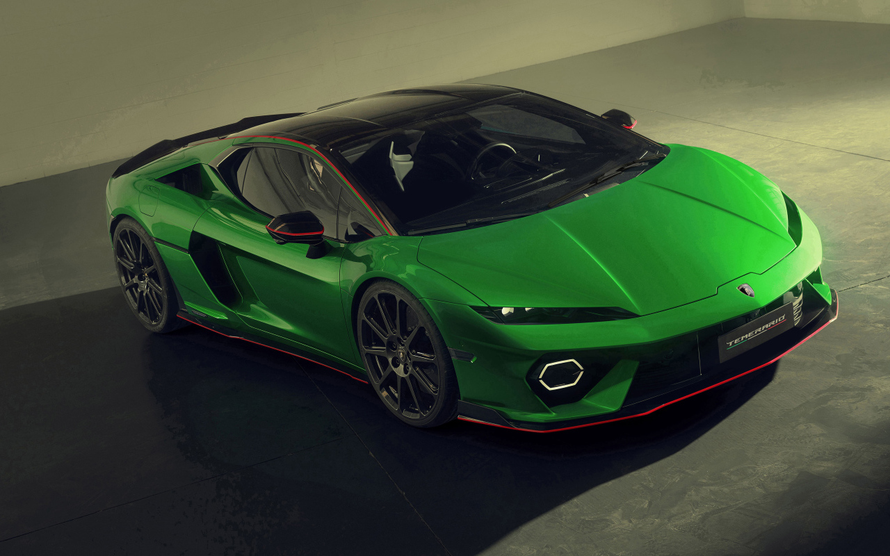 Зеленый спорткар  Lamborghini Temerario Alleggerita 2024 года