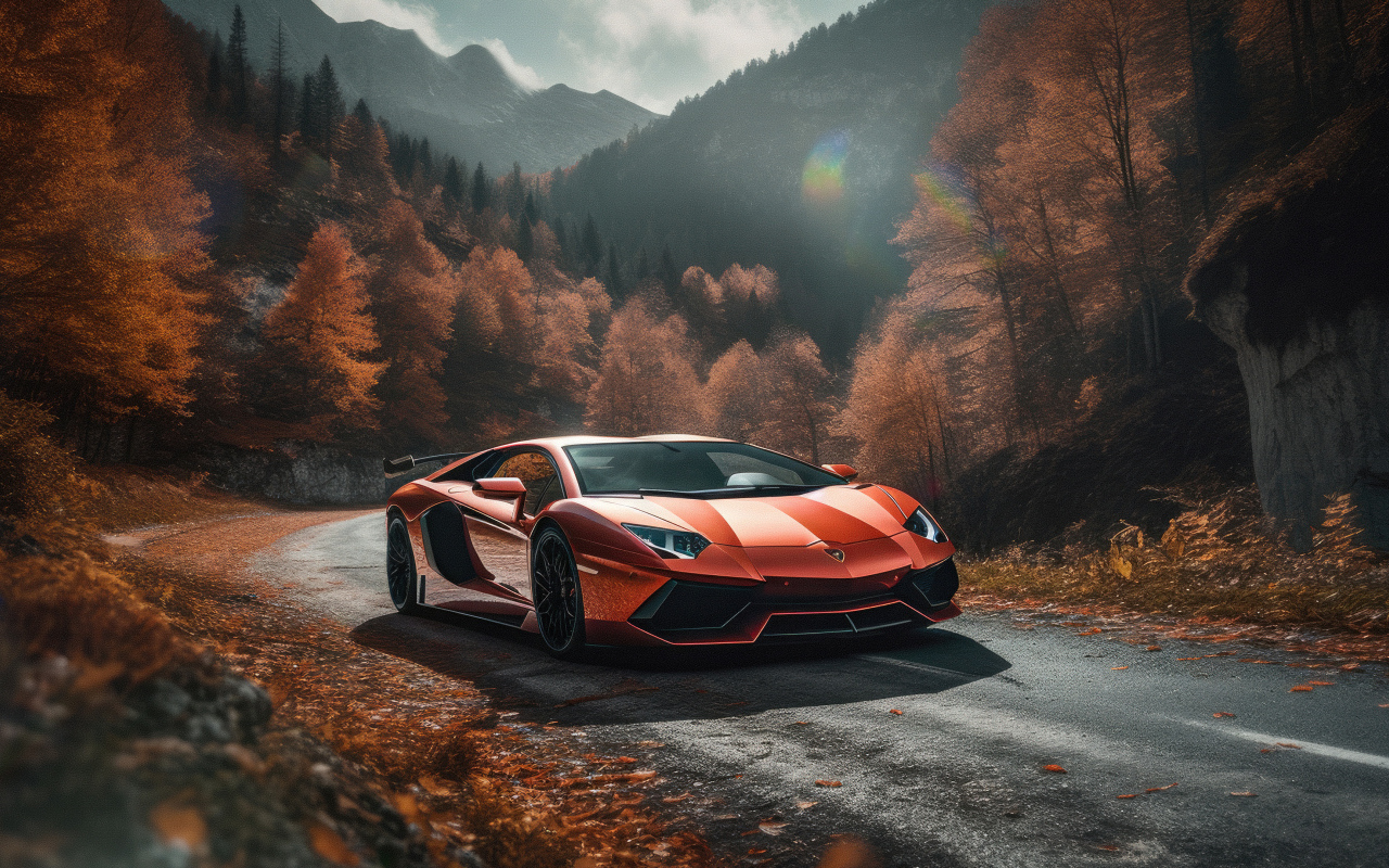 Автомобиль Lamborghini Aventador Autumn