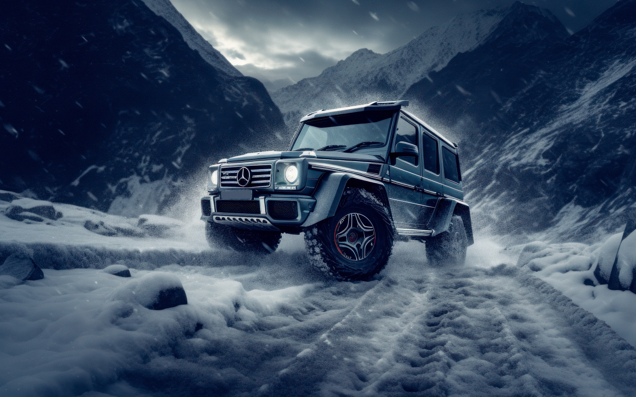 Внедорожник Mercedes-Benz G63 AMG на снегу