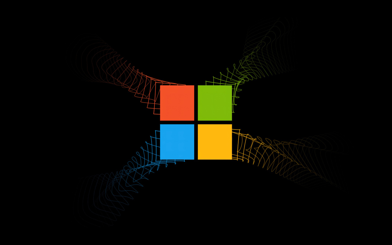 Разноцветный значок microsoft windows на черном фоне