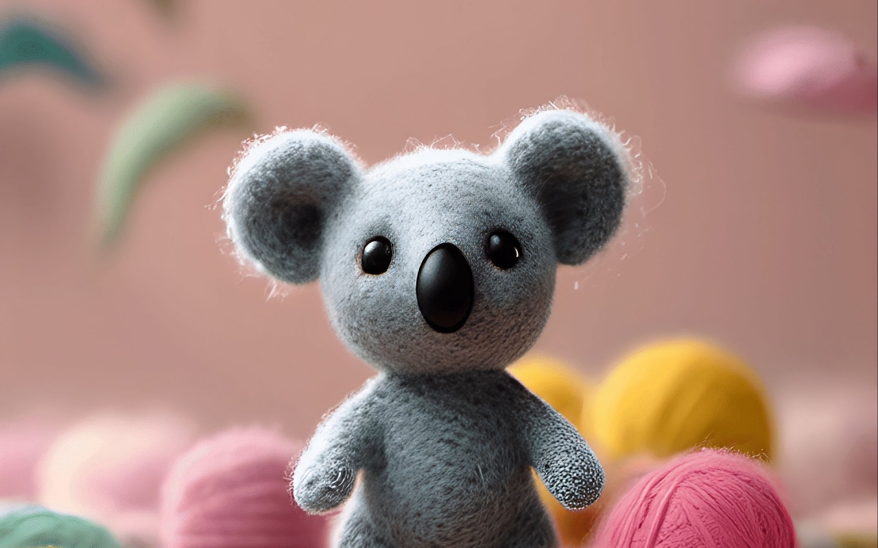Игрушечная коала из шерсти
