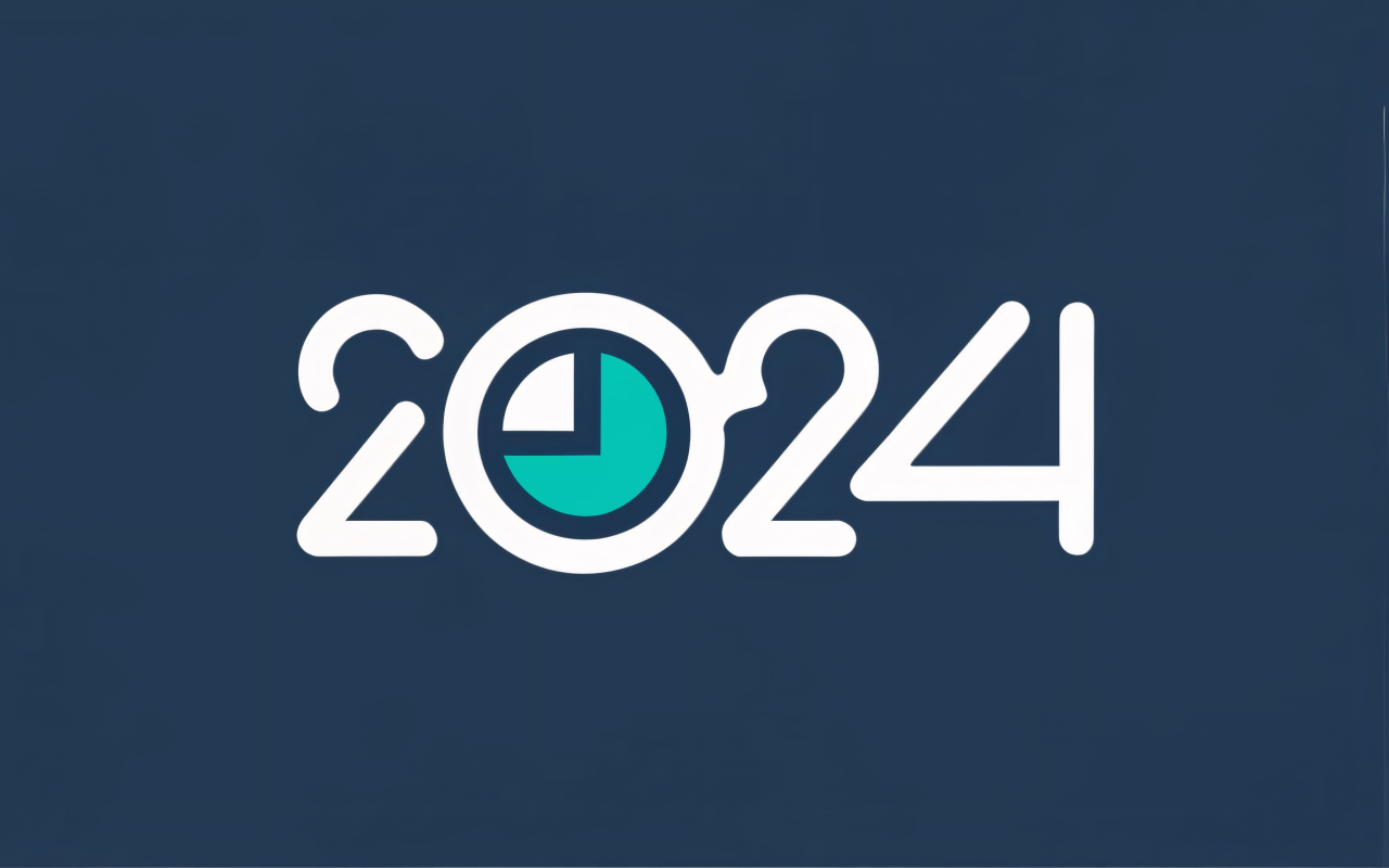 Белые цифры 2024 на сером фоне