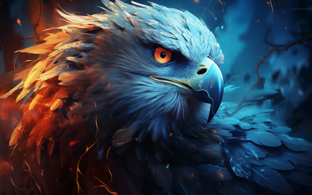 Нарисованный орел с острым клювом