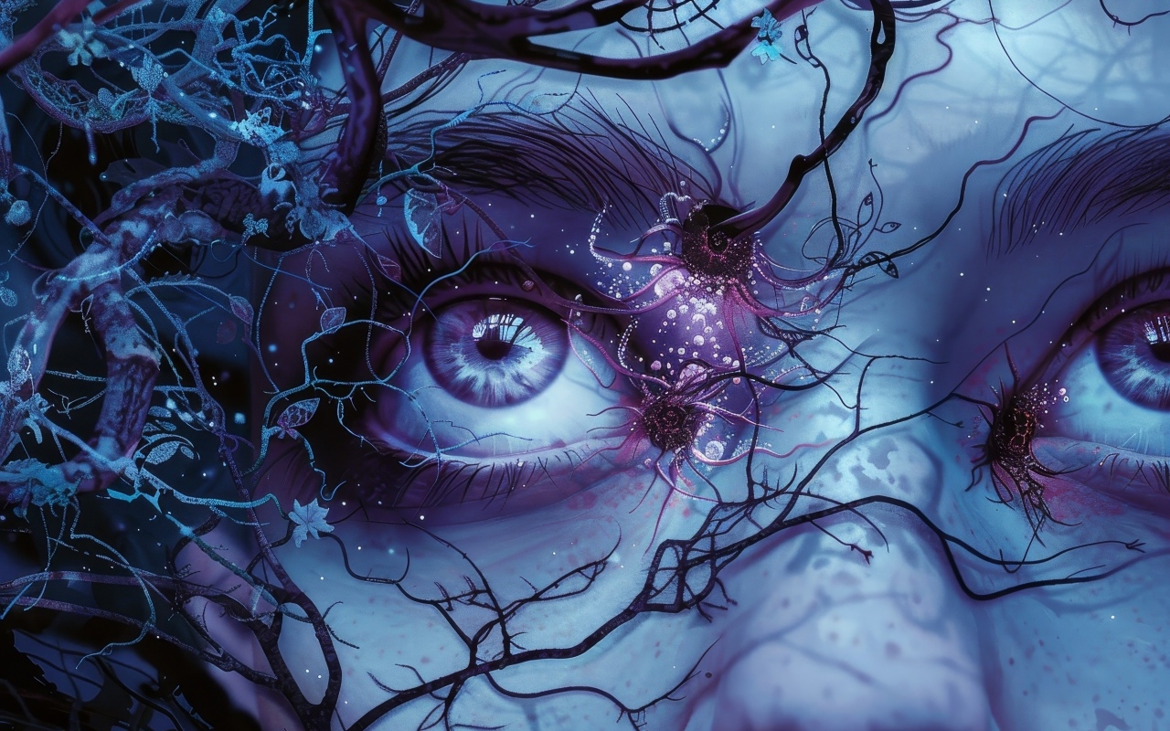 Фантастические глаза с растениями на лице