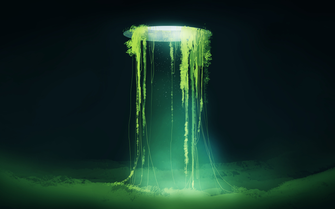 Растения растут из дыры в небе