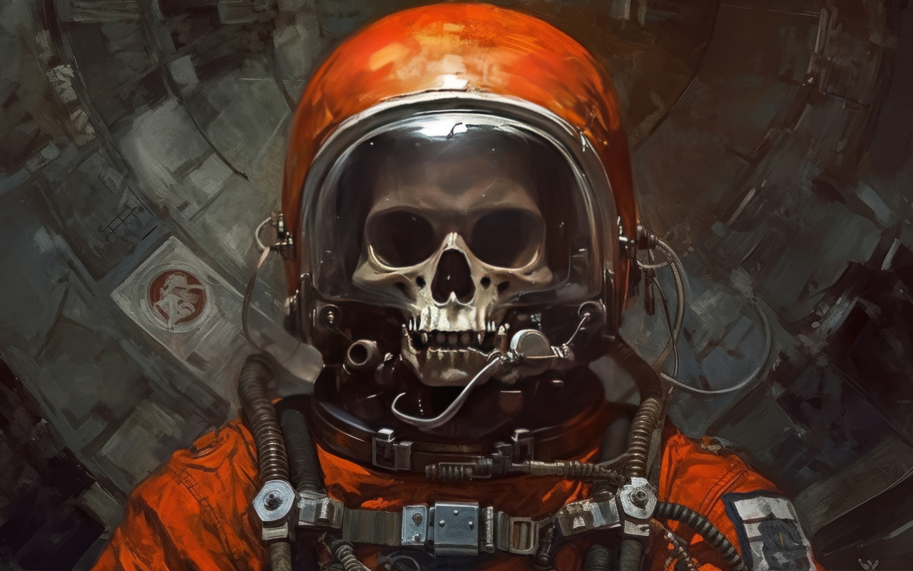 Скелет астронавта в костюме 