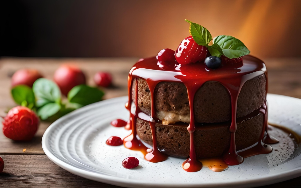 Шоколадный торт с вишневым кремом и ягодами