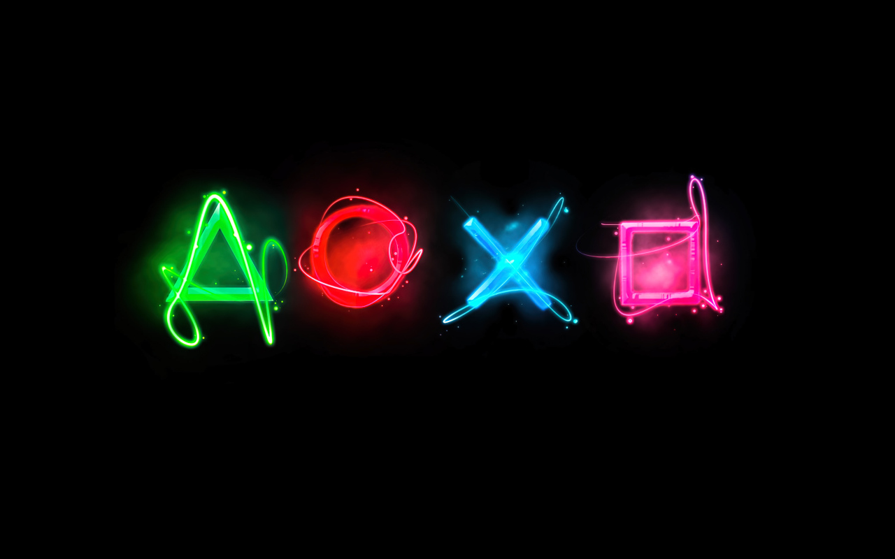 Символы игровой приставки playstation на черном фоне