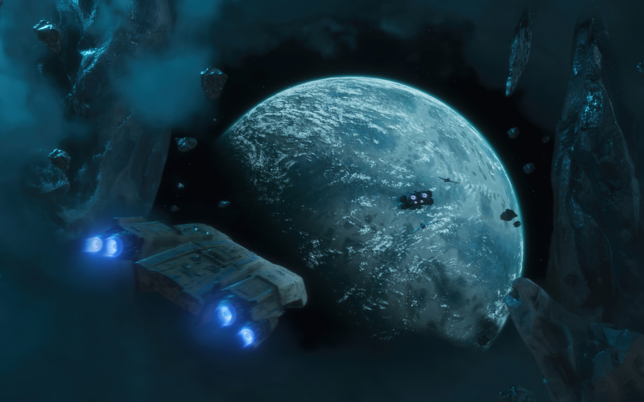 Вид на планету в компьютерной игре Star Wars Outlaws, 2024