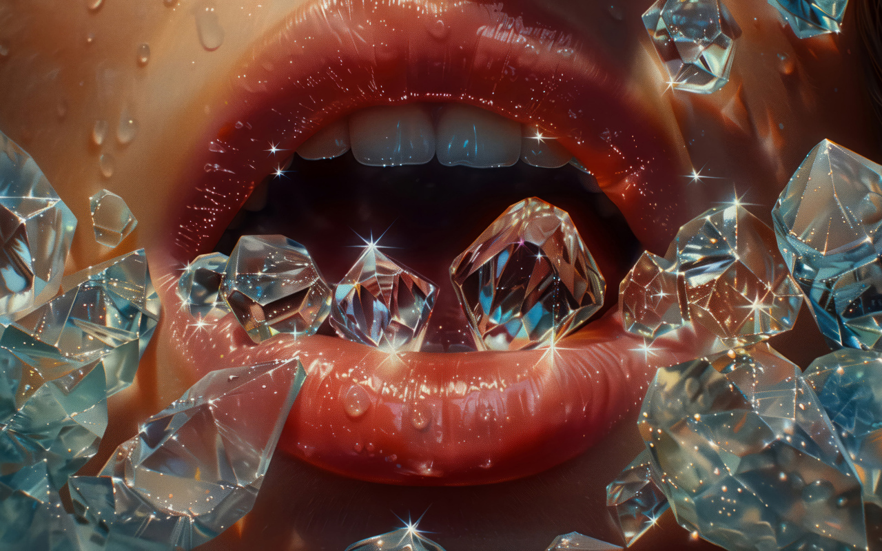 Женские губы с бриллиантами