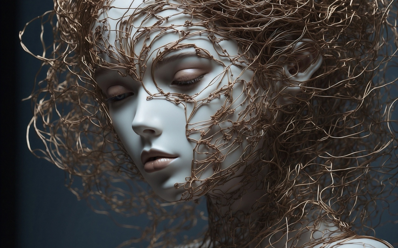 Девушка 3д покрыта сетями