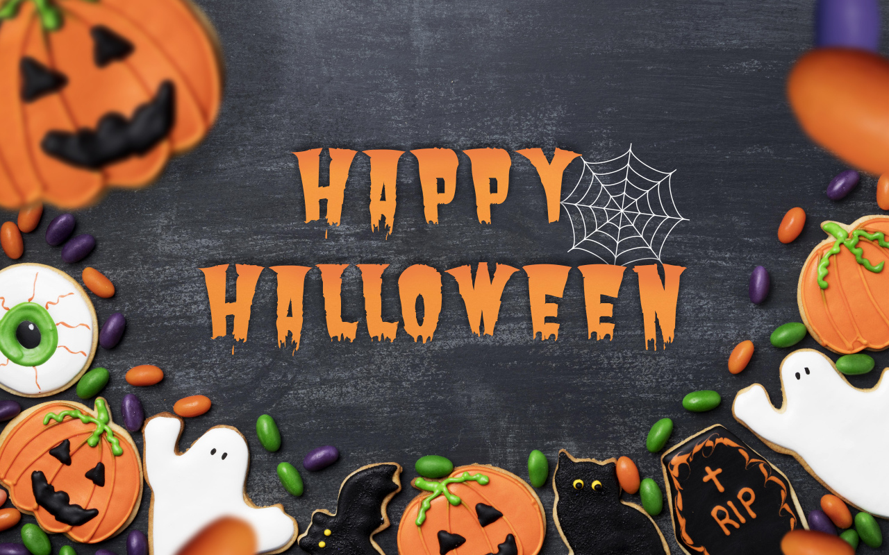 Поздравление на праздник Хэллоуин с надписью