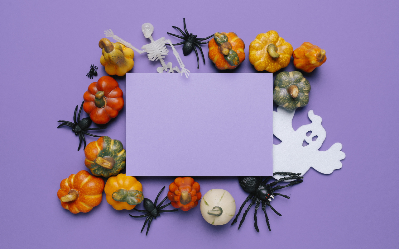 Шаблон с декором для поздравительной открытки на Хеллоуин 