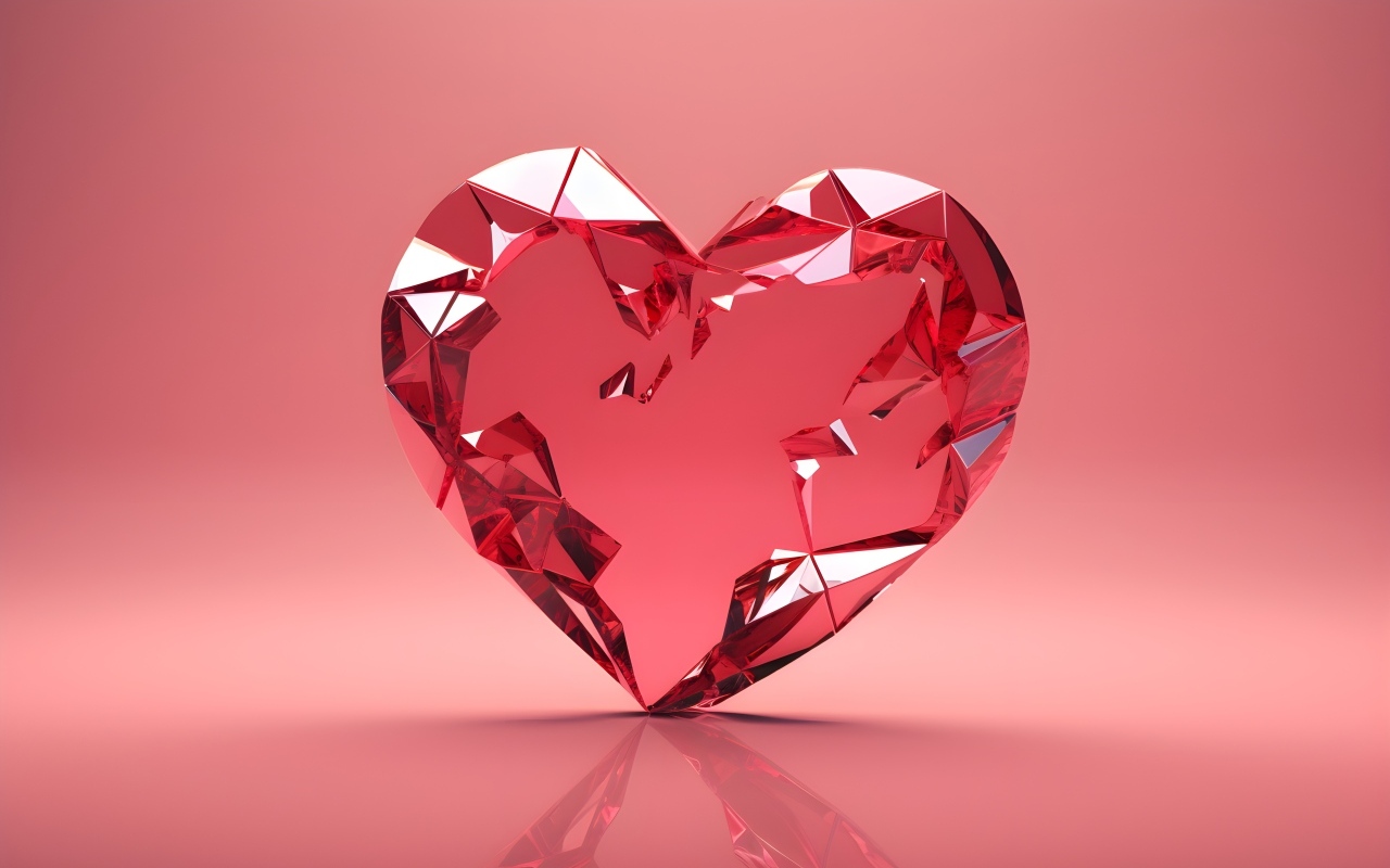 Стеклянное разбитое сердце на розовом фоне