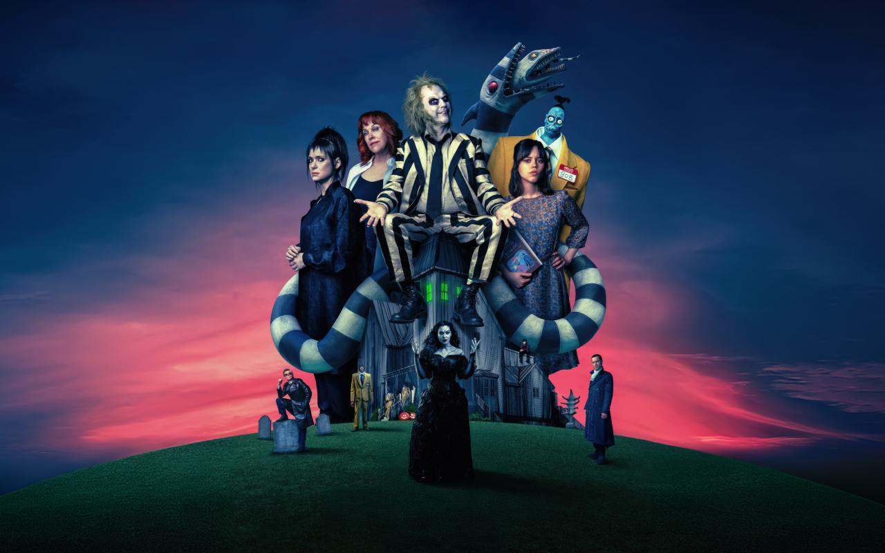 Постер нового фантастического фильма Битлджус 2, 2024