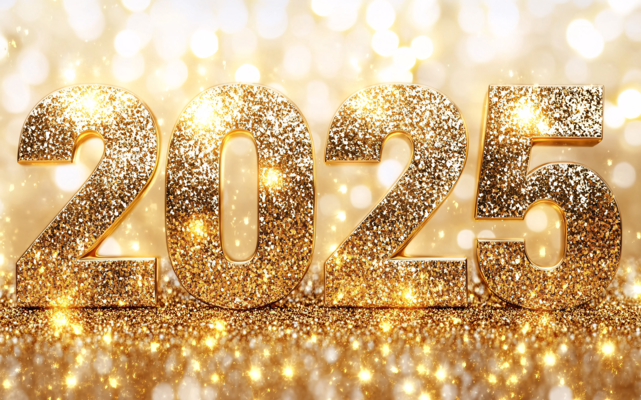 Красивый яркие блестящие цифры 2025 на Новый год