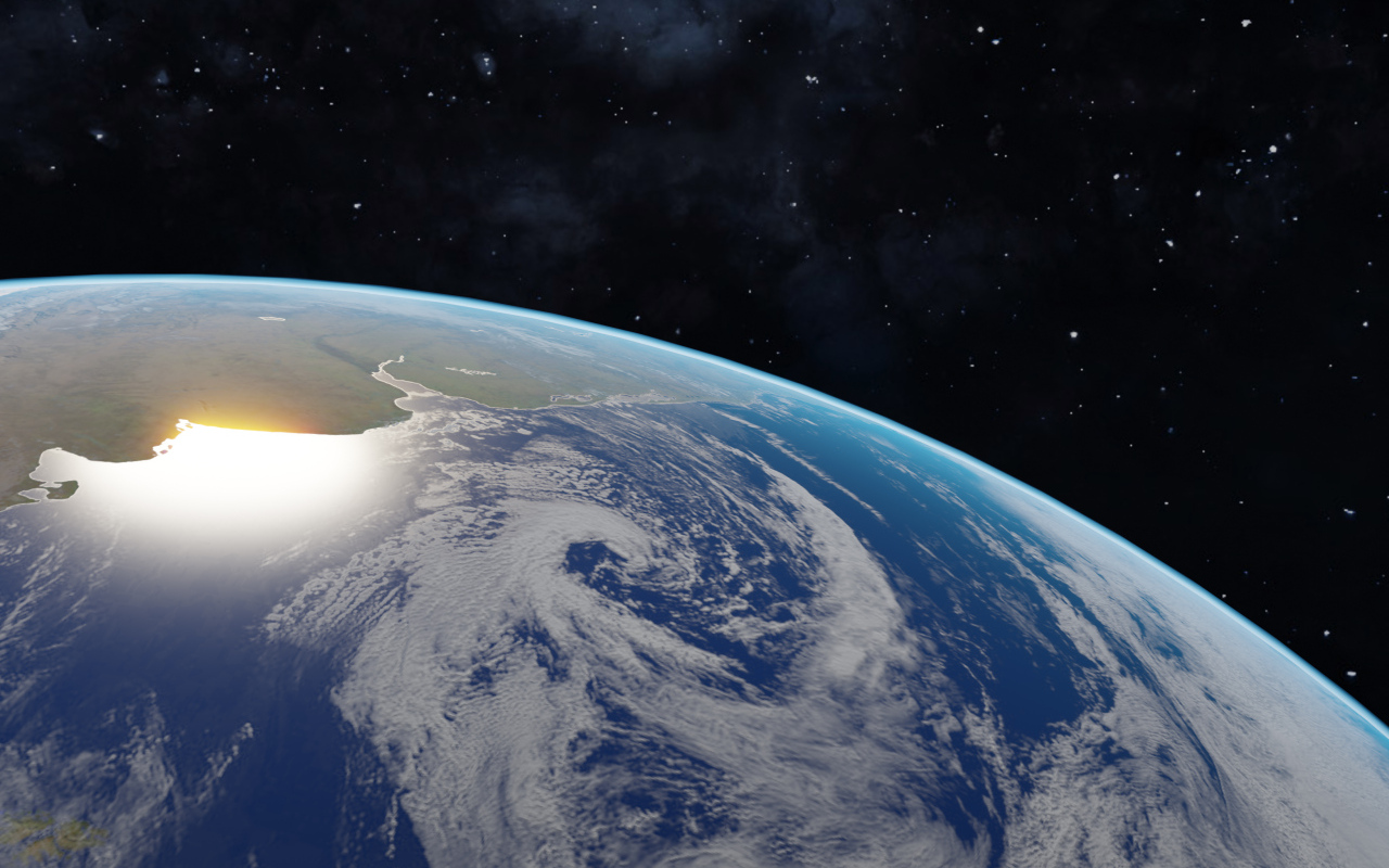 Вид на голубую планету Землю с темного космоса