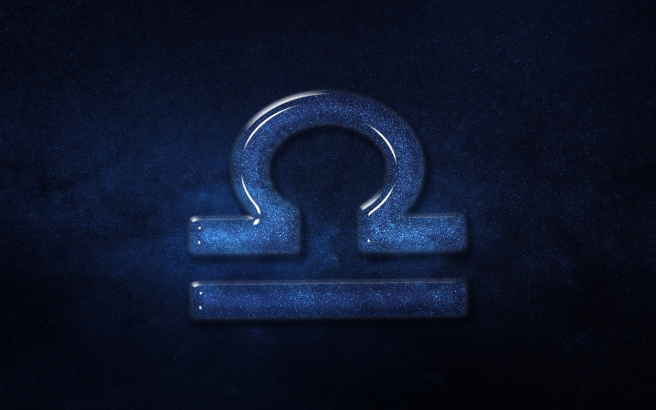 Синий блестящий знак зодиака весы 