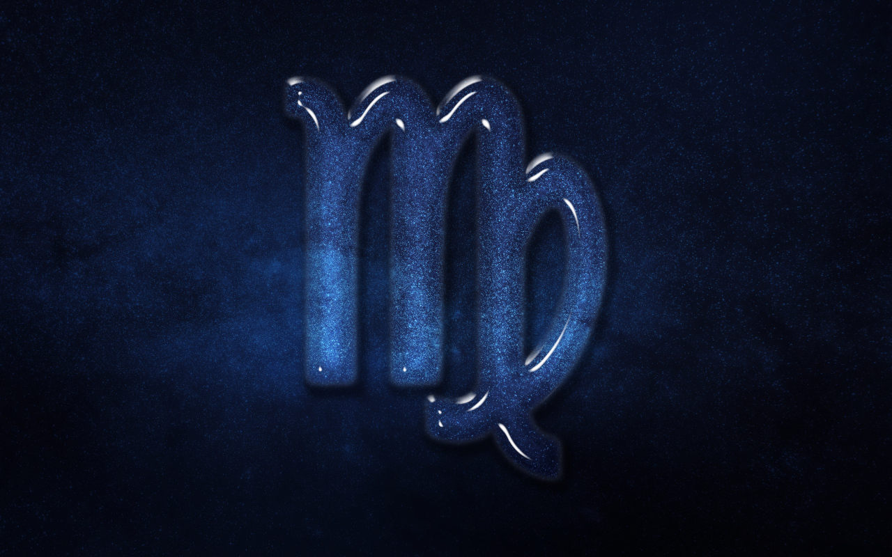 Синий блестящий знак зодиака  дева