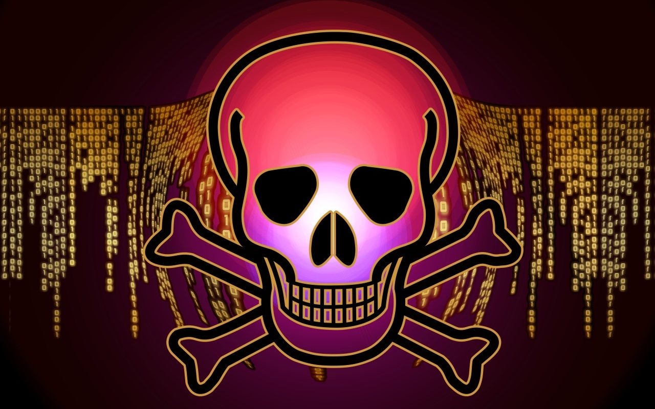 Череп вирус на бинарном коде