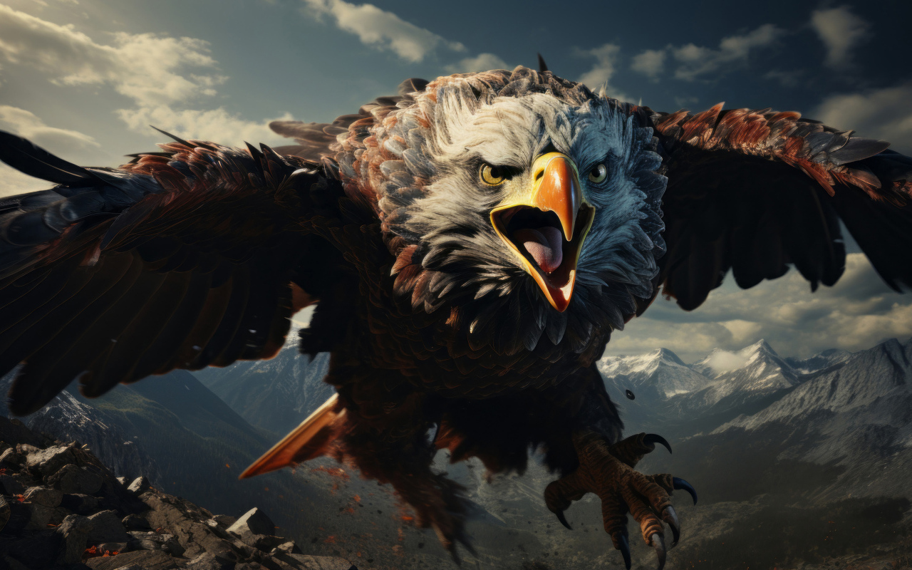 Большой хищный орел готовится напасть