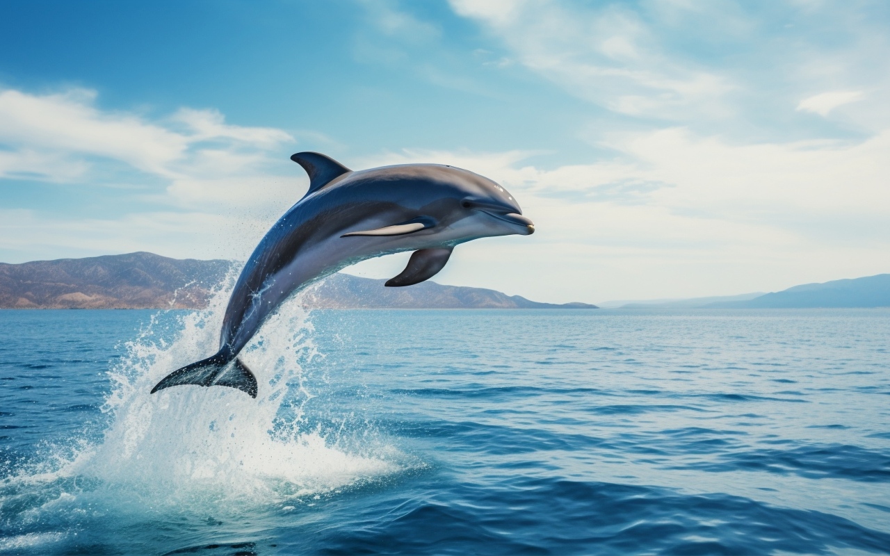 Дельфин выпрыгивает из воды