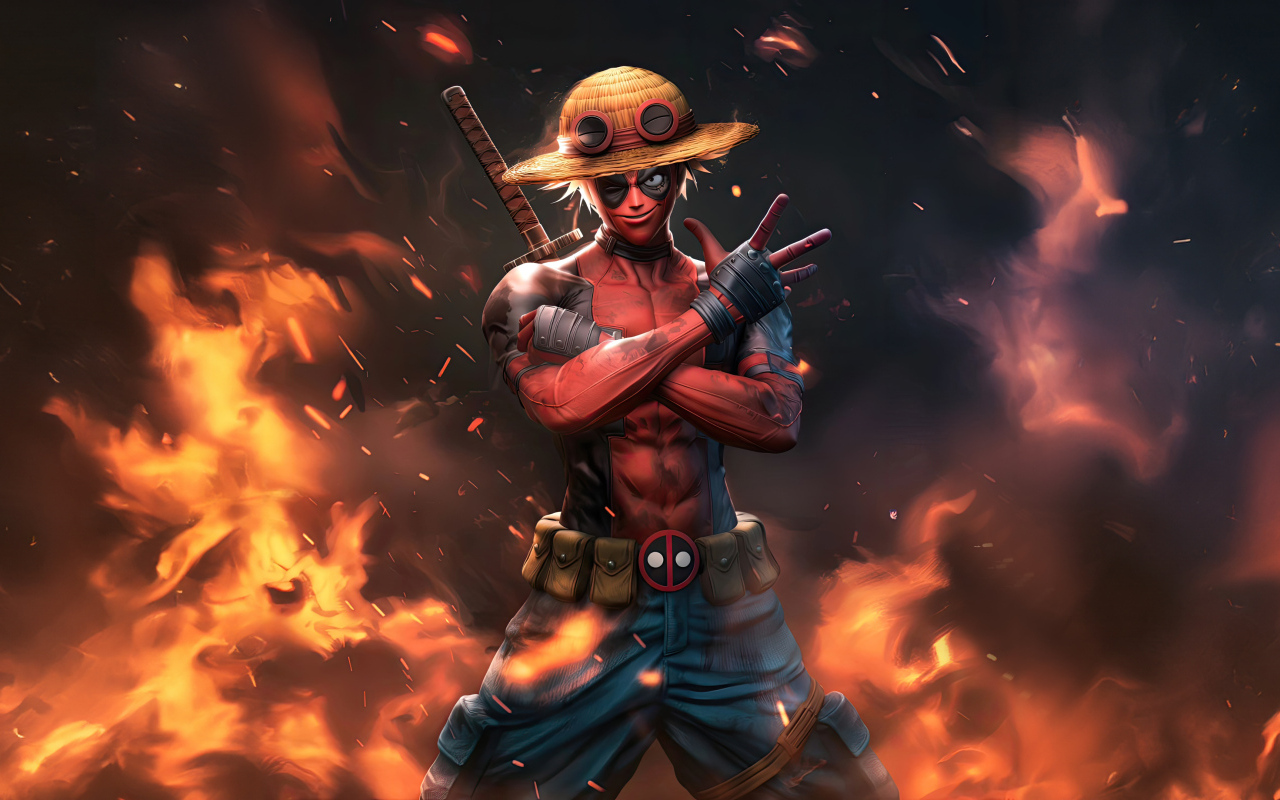 Персонаж Манки Д. Луффи в образе Дэдпула