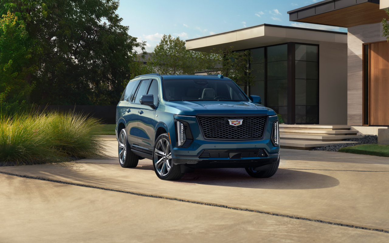 Большой Cadillac Escalade 2025 года вид спереди