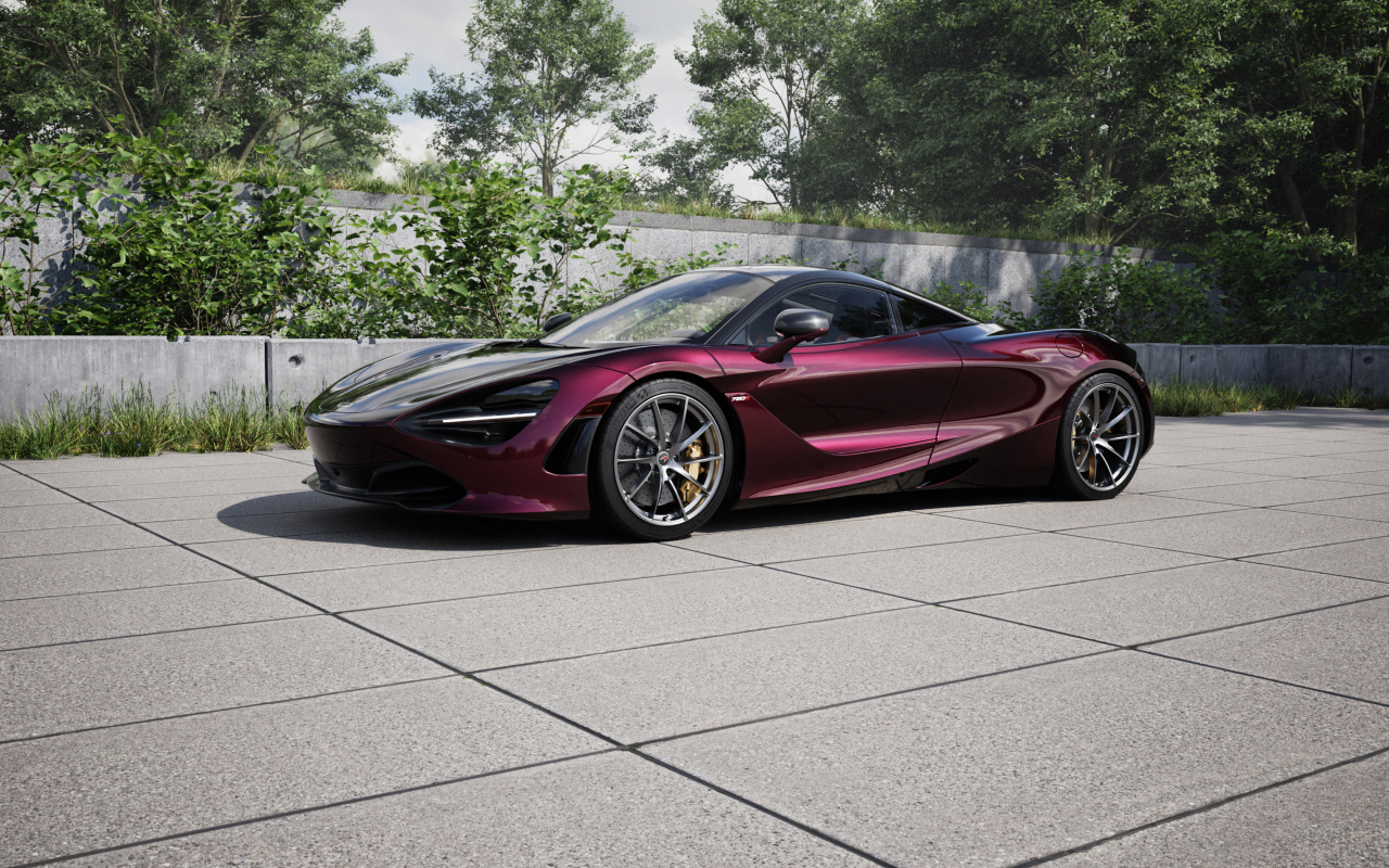 Бордовый автомобиль McLaren 720S