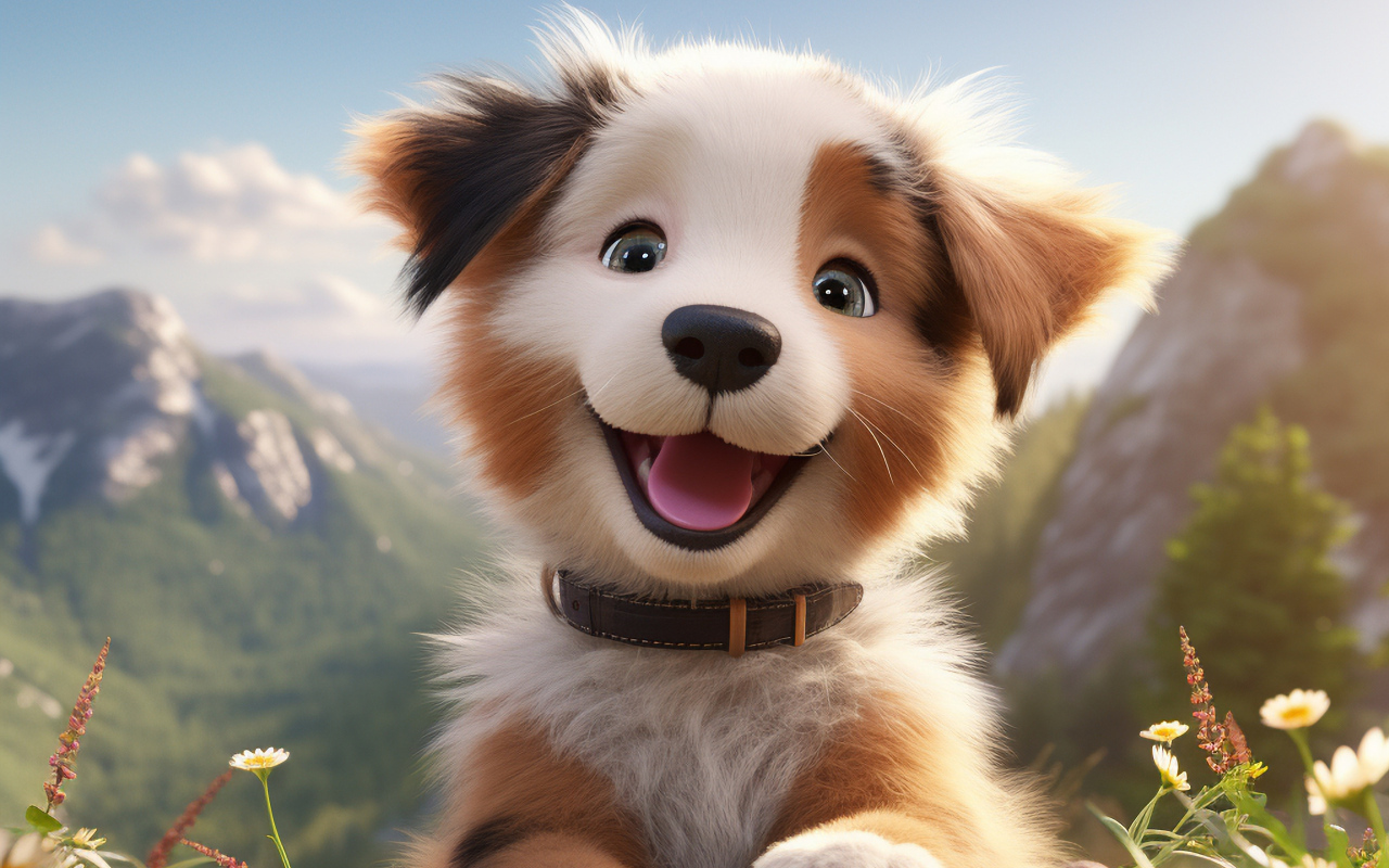 Смешной нарисованный щенок