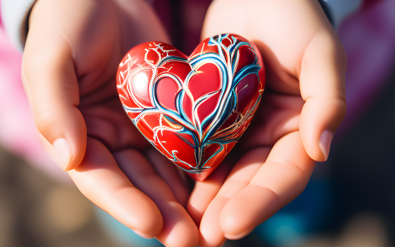 Красивое сердце с узором в руках