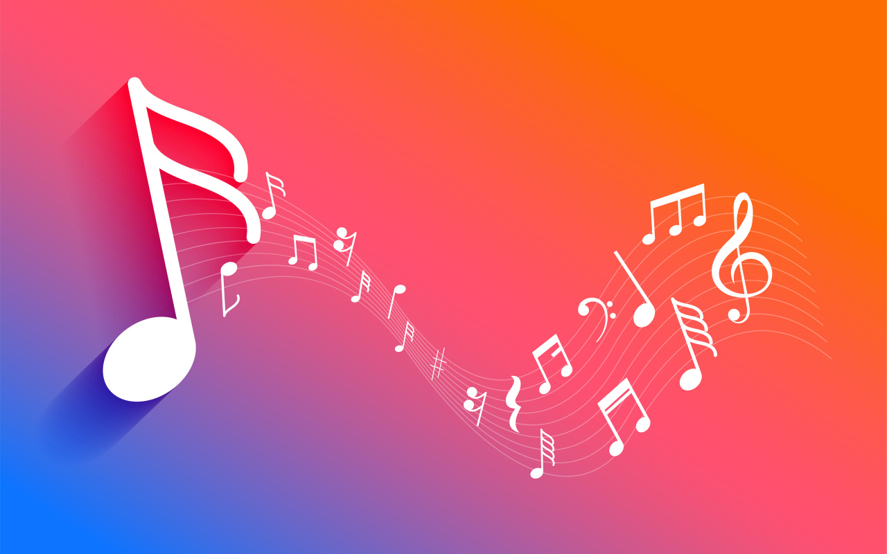 Белые ноты на розовом фоне