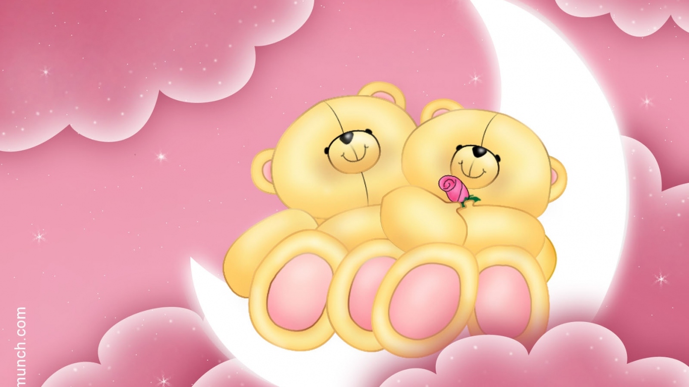 Мишки на луне День Святого Валентина