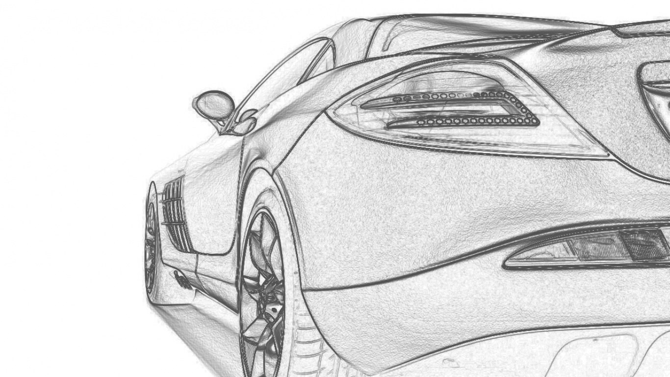 Mercedes SLR - рисунок карандашом