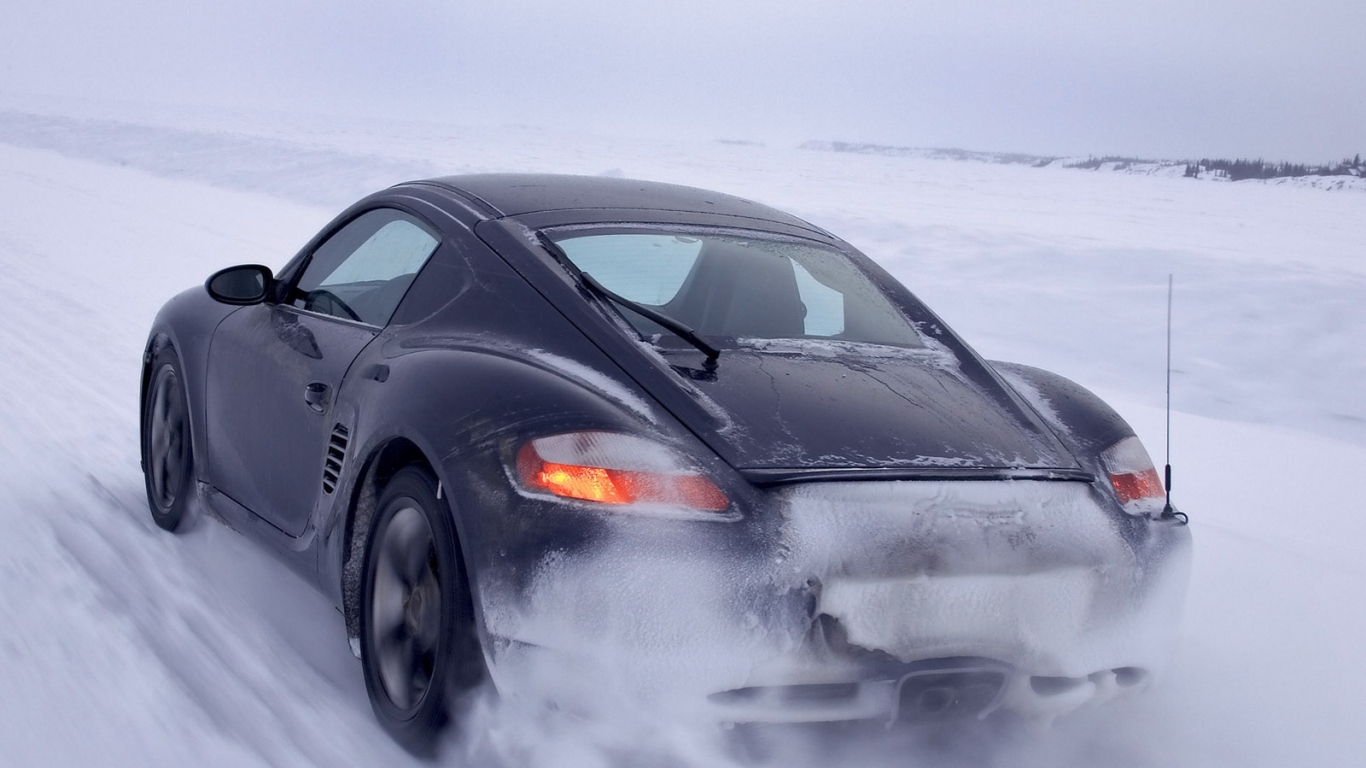 Porsche Cayman поездка по снегу