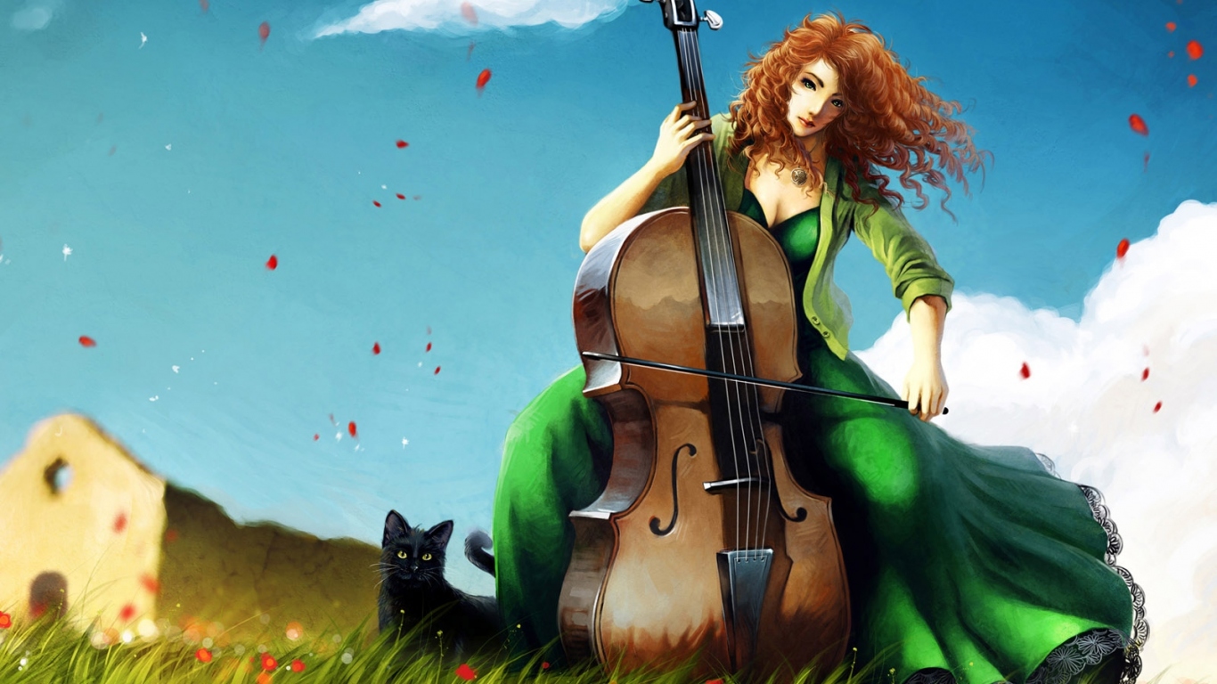 Девушка и Музыкальный инструмент