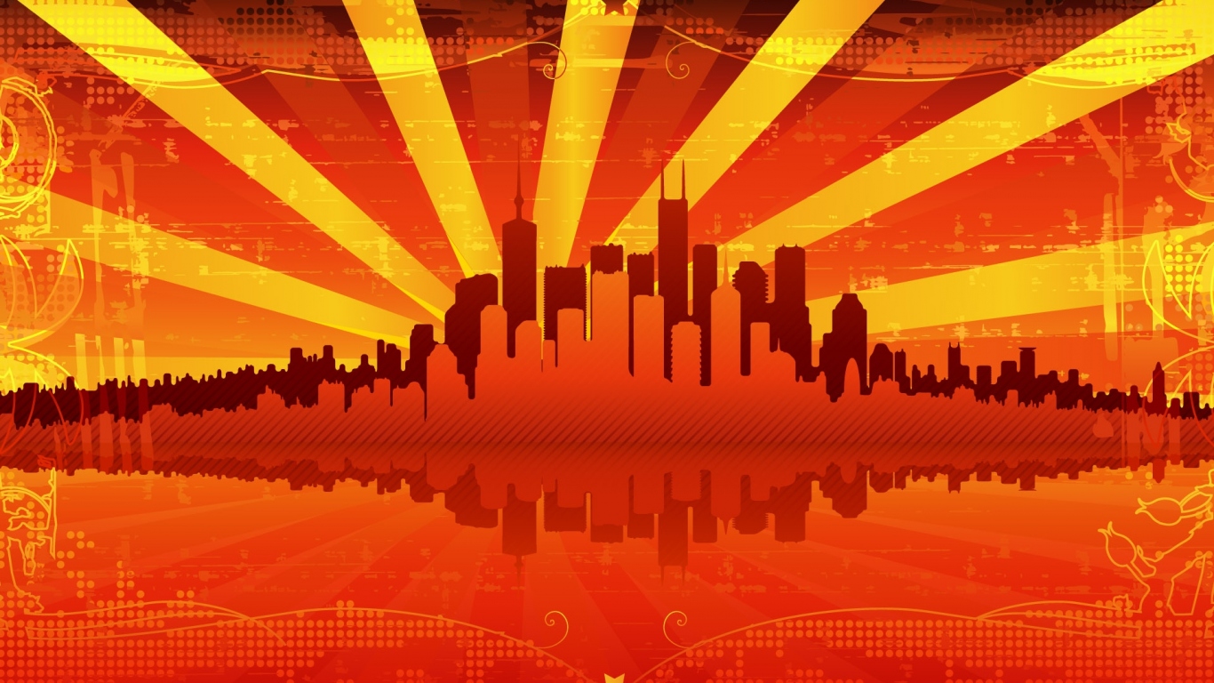 Красный векторный город