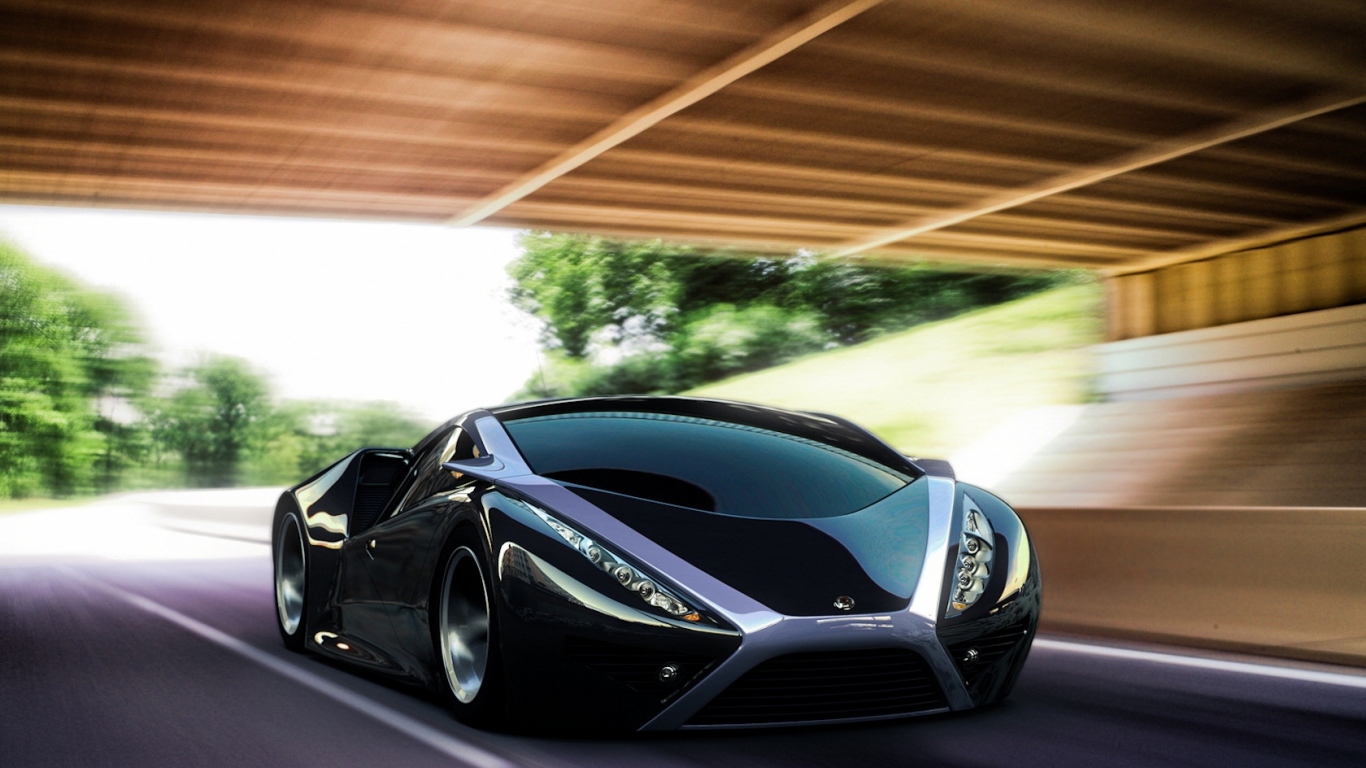 Черный спортивный автомобиль