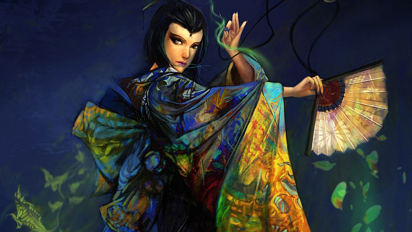 Девушка с веером